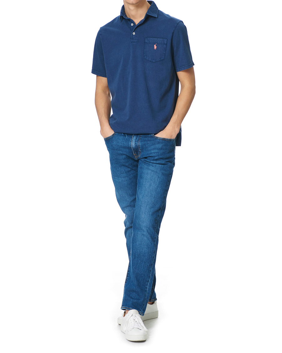 Men | Polo Shirts | Polo Ralph Lauren | Cotton/Linen Pocket Polo Light Navy