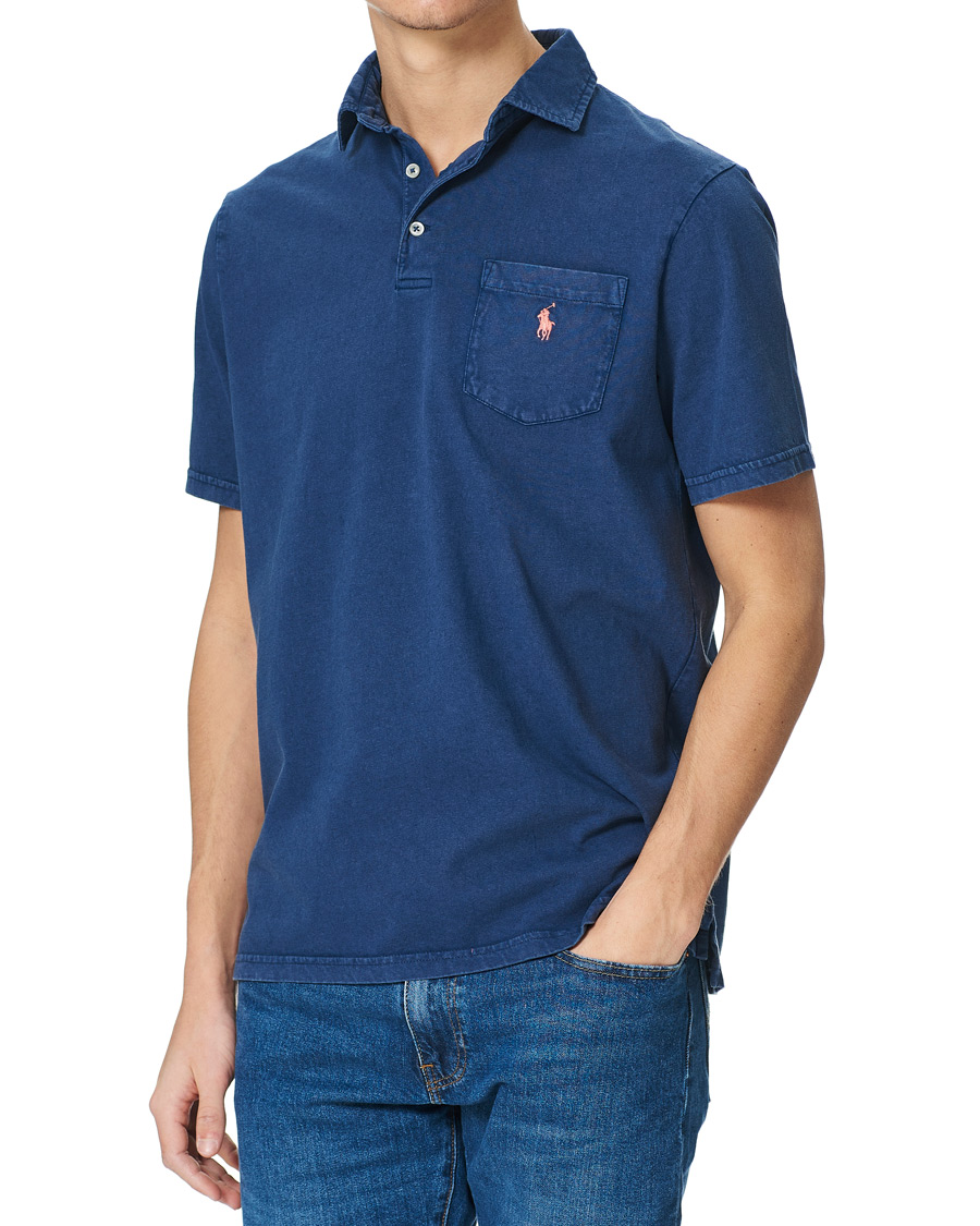 Men | Polo Shirts | Polo Ralph Lauren | Cotton/Linen Pocket Polo Light Navy