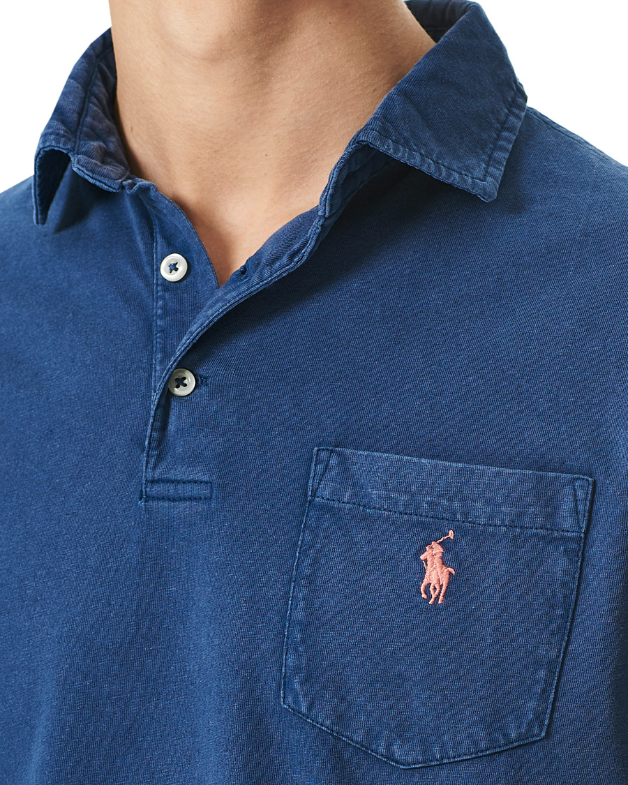 Men | Polo Shirts | Polo Ralph Lauren | Cotton/Linen Pocket Polo Light Navy