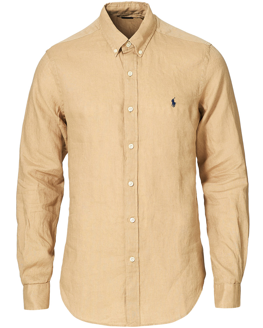 Men | Shirts | Polo Ralph Lauren | Slim Fit Linen Button Down Shirt Costal Beige
