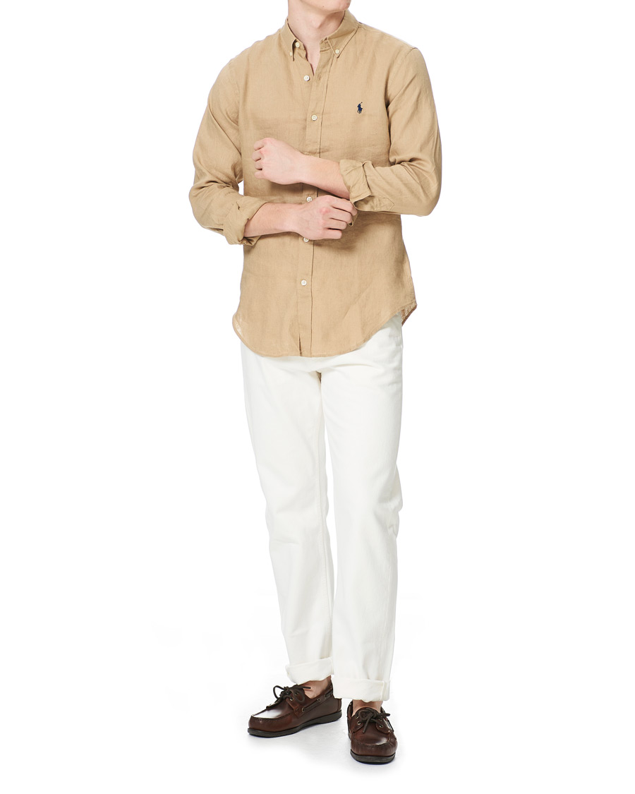Men | Shirts | Polo Ralph Lauren | Slim Fit Linen Button Down Shirt Costal Beige