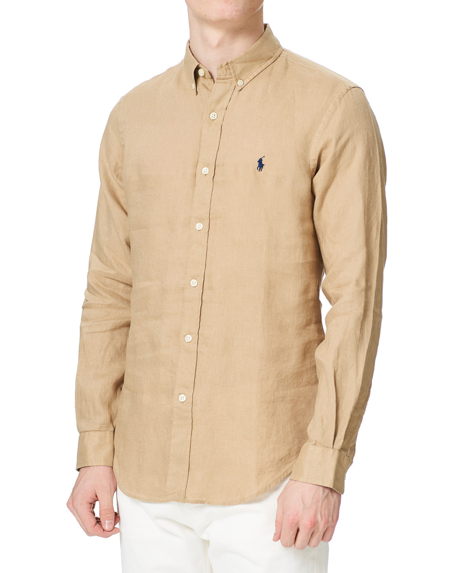 Men | Shirts | Polo Ralph Lauren | Slim Fit Linen Button Down Shirt Costal Beige