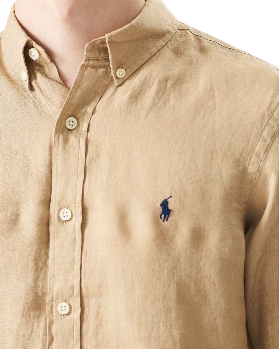 Men | Shirts | Polo Ralph Lauren | Slim Fit Linen Button Down Shirt Costal Beige