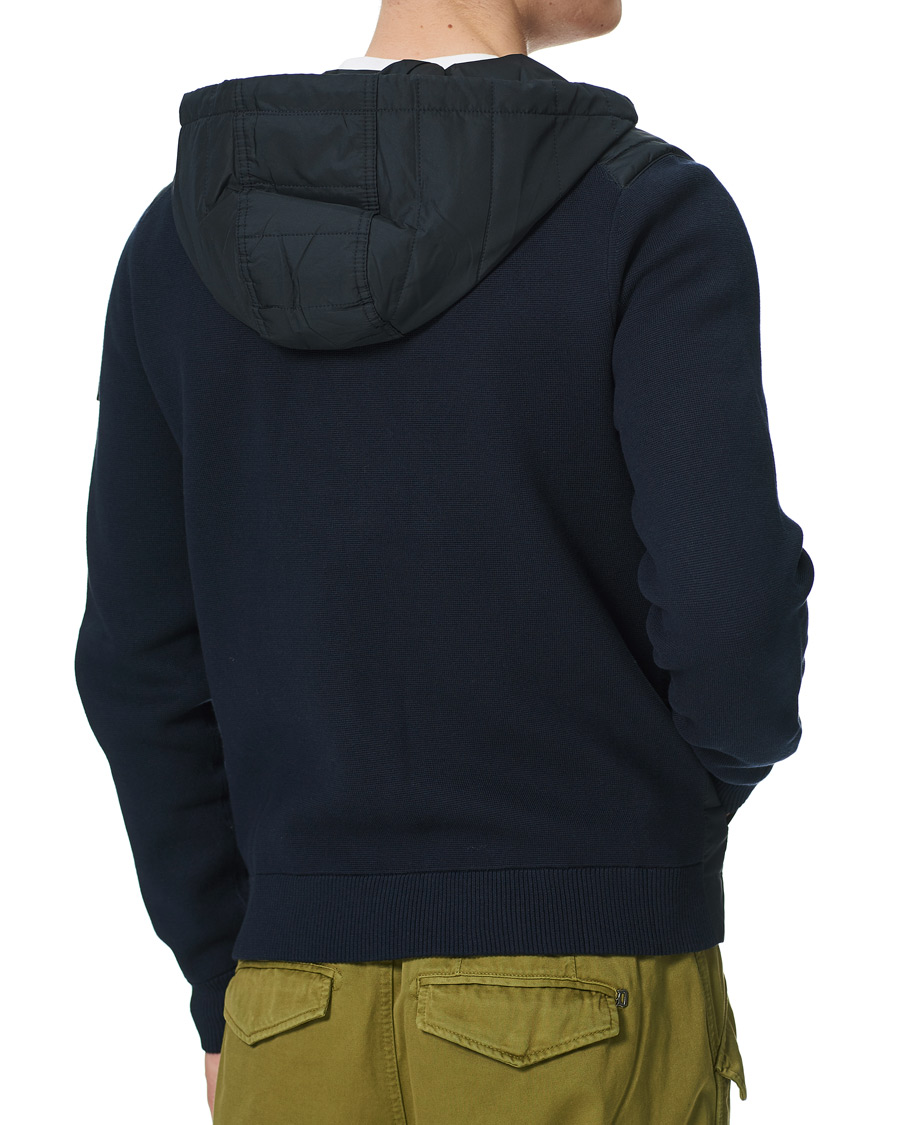 Men | Sweaters & Knitwear | Belstaff | Omar Zip Through Hybrid Hood Dark Ink
