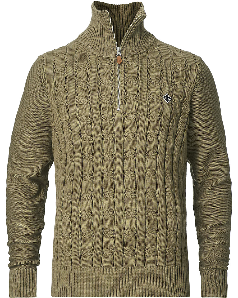 Men | Sweaters & Knitwear | Morris | Marlebone Cable Half-Zip Green
