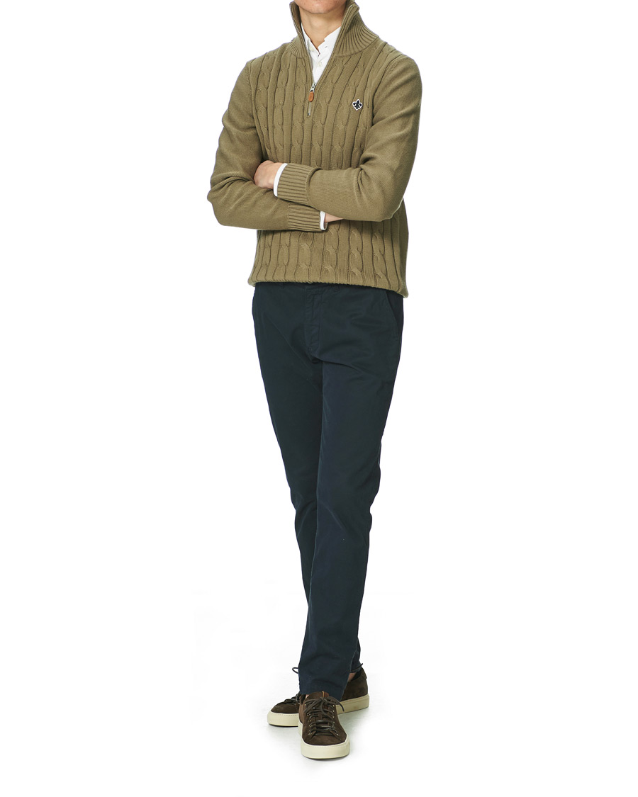 Men | Sweaters & Knitwear | Morris | Marlebone Cable Half-Zip Green