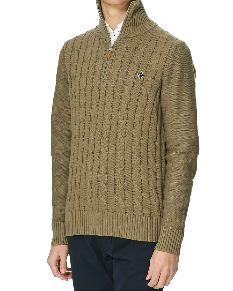 Men | Sweaters & Knitwear | Morris | Marlebone Cable Half-Zip Green