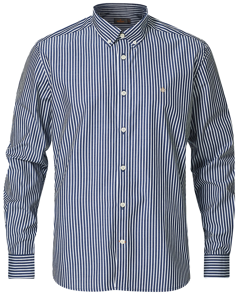 Men | Shirts | Morris | Poplin Striped Button Down Shirt White/Navy