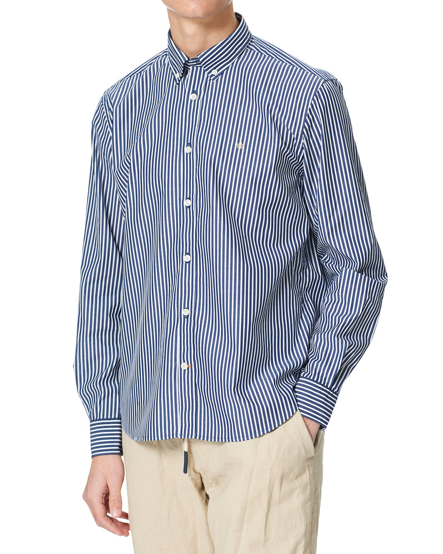 Men | Shirts | Morris | Poplin Striped Button Down Shirt White/Navy
