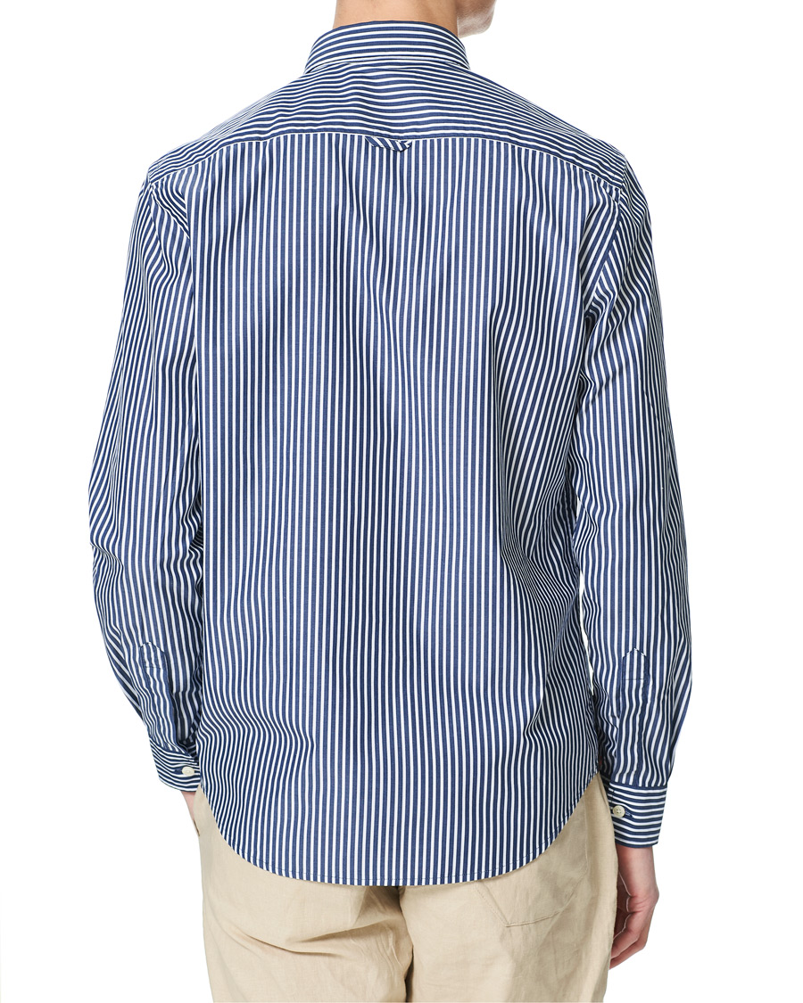 Men | Shirts | Morris | Poplin Striped Button Down Shirt White/Navy
