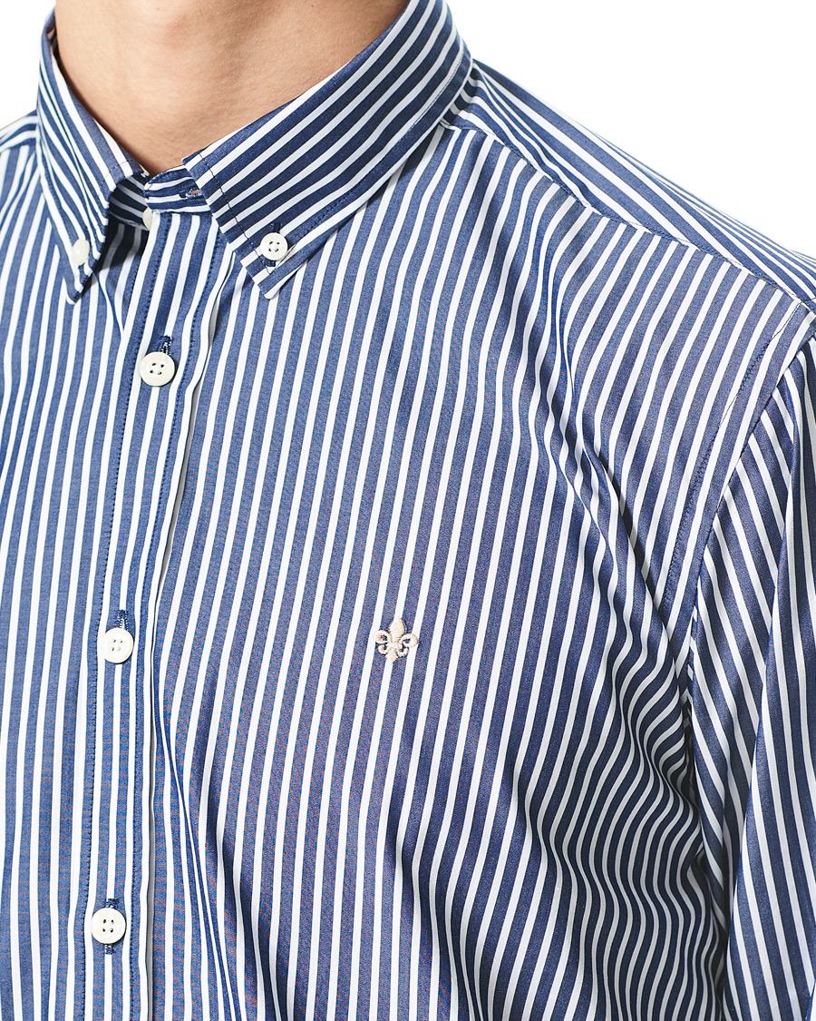 Men | Shirts | Morris | Poplin Striped Button Down Shirt White/Navy
