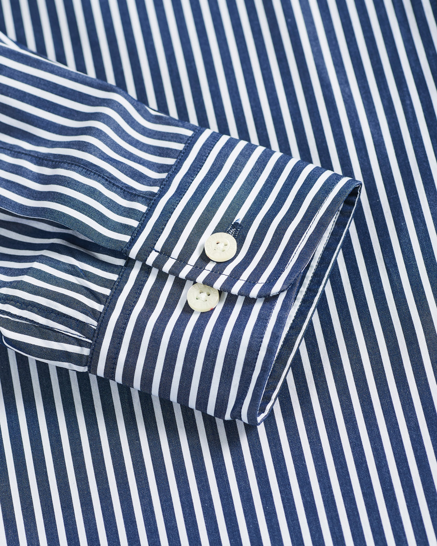 Men | Shirts | Morris | Poplin Striped Button Down Shirt White/Navy