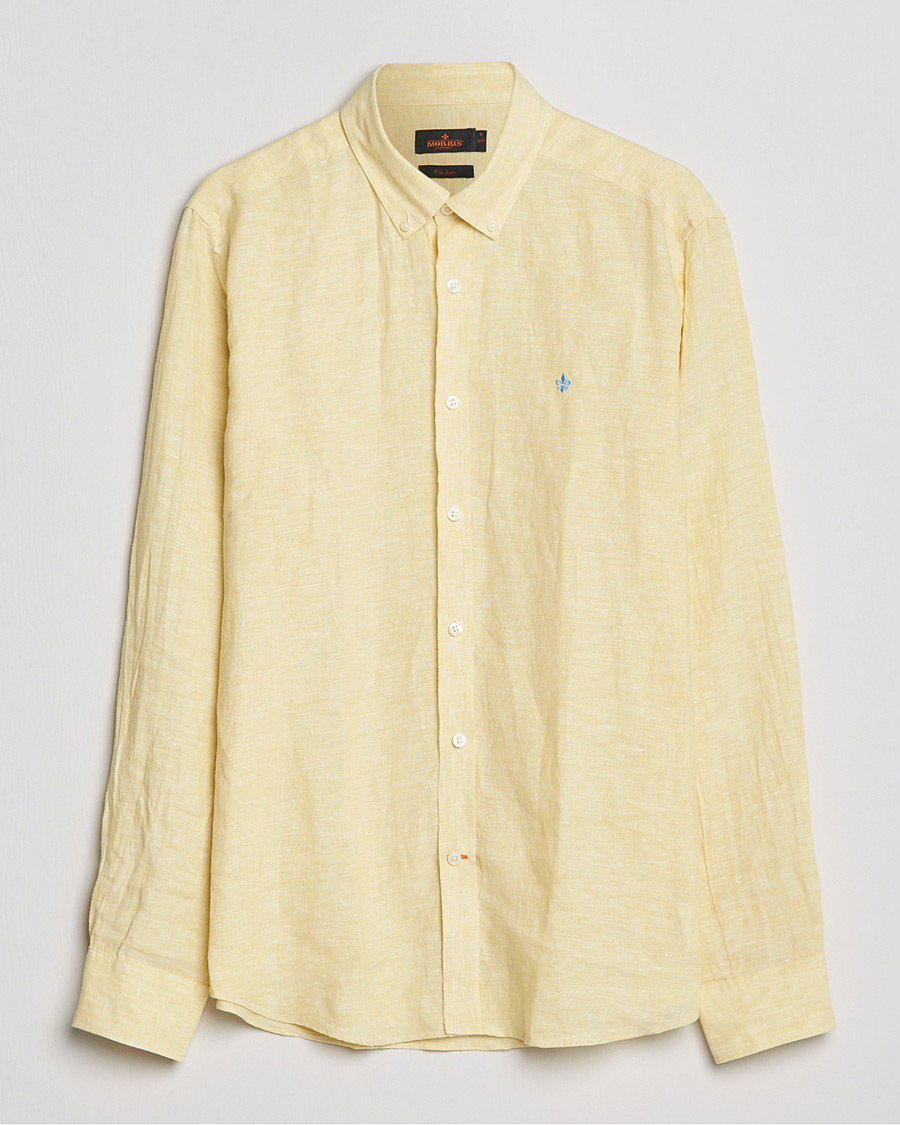 Men | Shirts | Morris | Douglas Linen Shirt Yellow