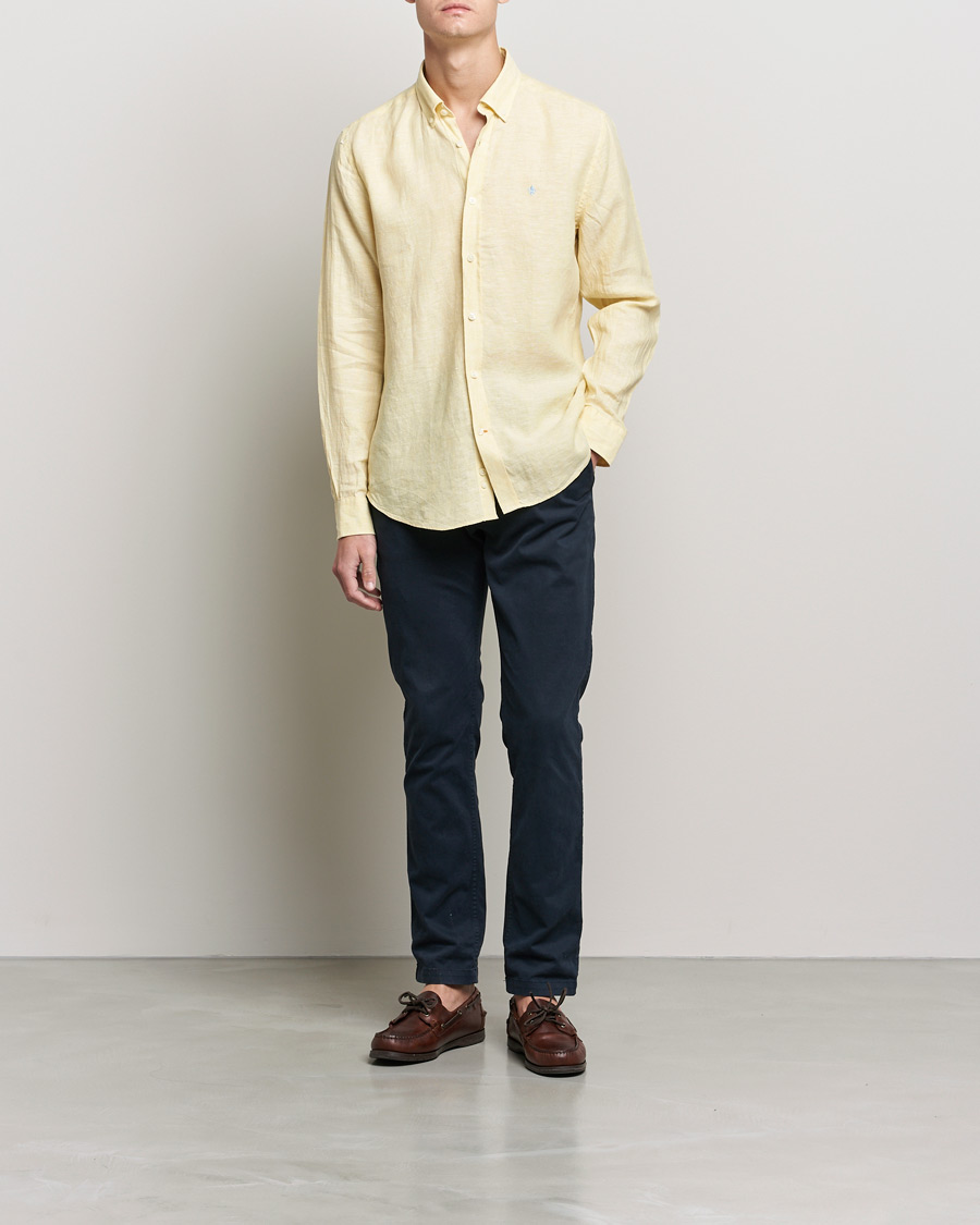 Men | Shirts | Morris | Douglas Linen Shirt Yellow