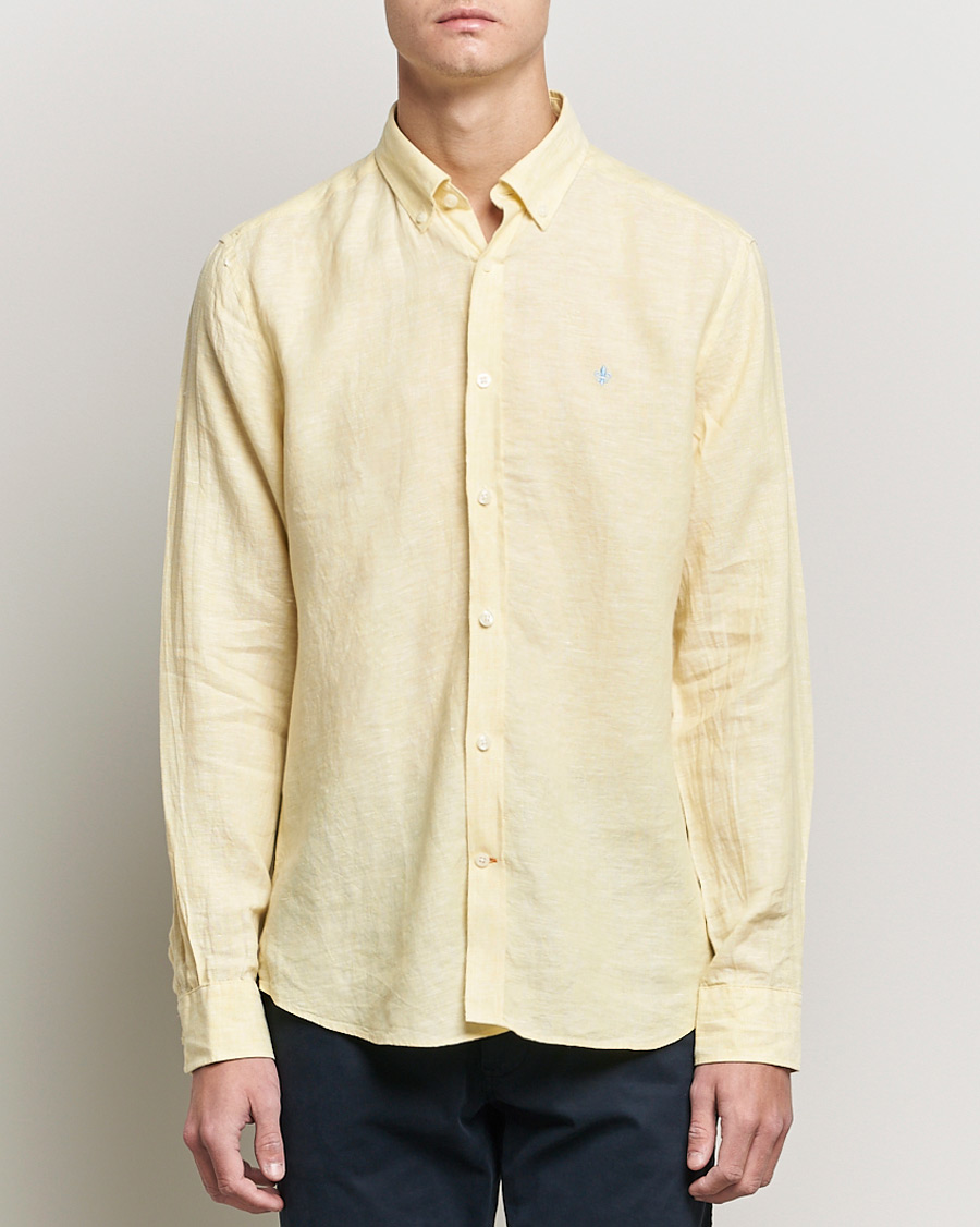 Men | Shirts | Morris | Douglas Linen Shirt Yellow