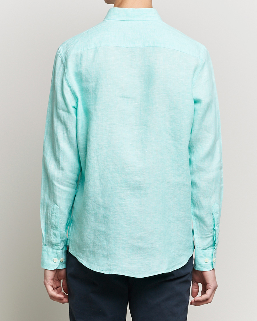 Men | Shirts | Morris | Douglas Linen Shirt Aqua Green