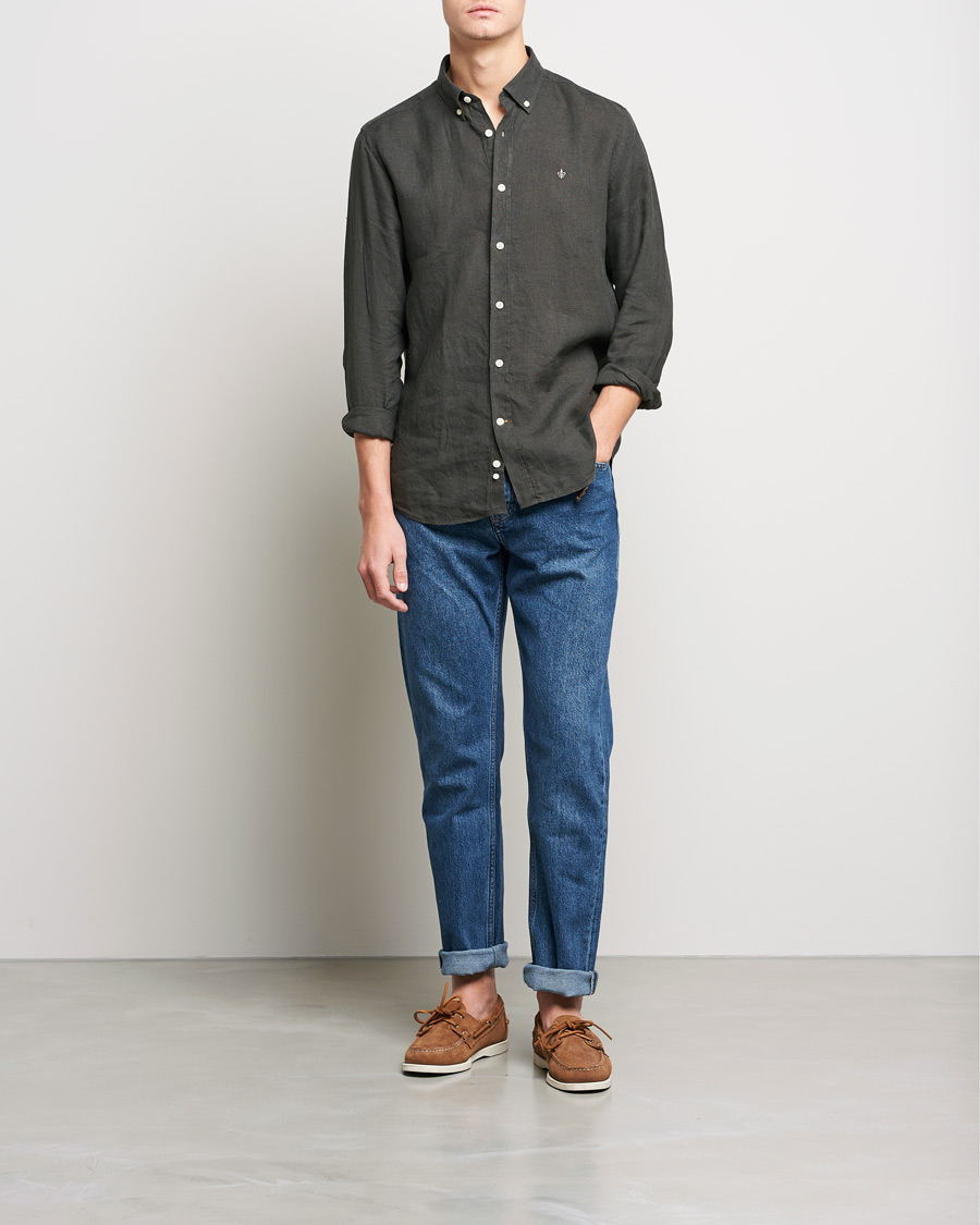 Men | Shirts | Morris | Douglas Linen Shirt Moss Green