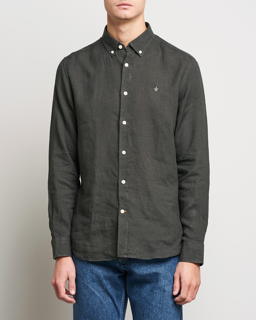 Men | Shirts | Morris | Douglas Linen Shirt Moss Green