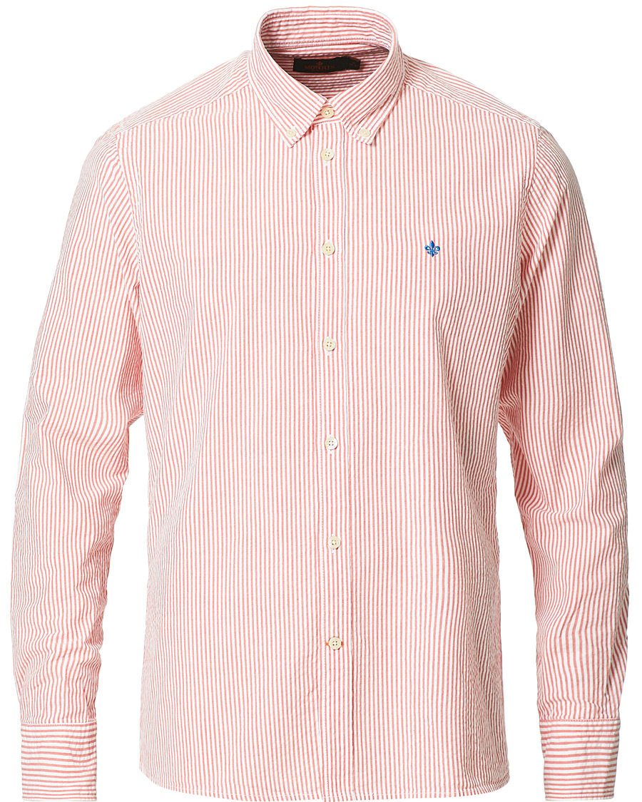 Men | Shirts | Morris | Seersucker Striped Button Down Shirt Orange