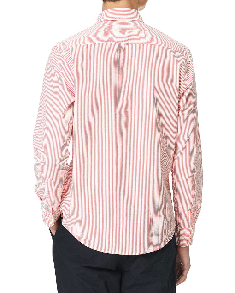 Men | Shirts | Morris | Seersucker Striped Button Down Shirt Orange