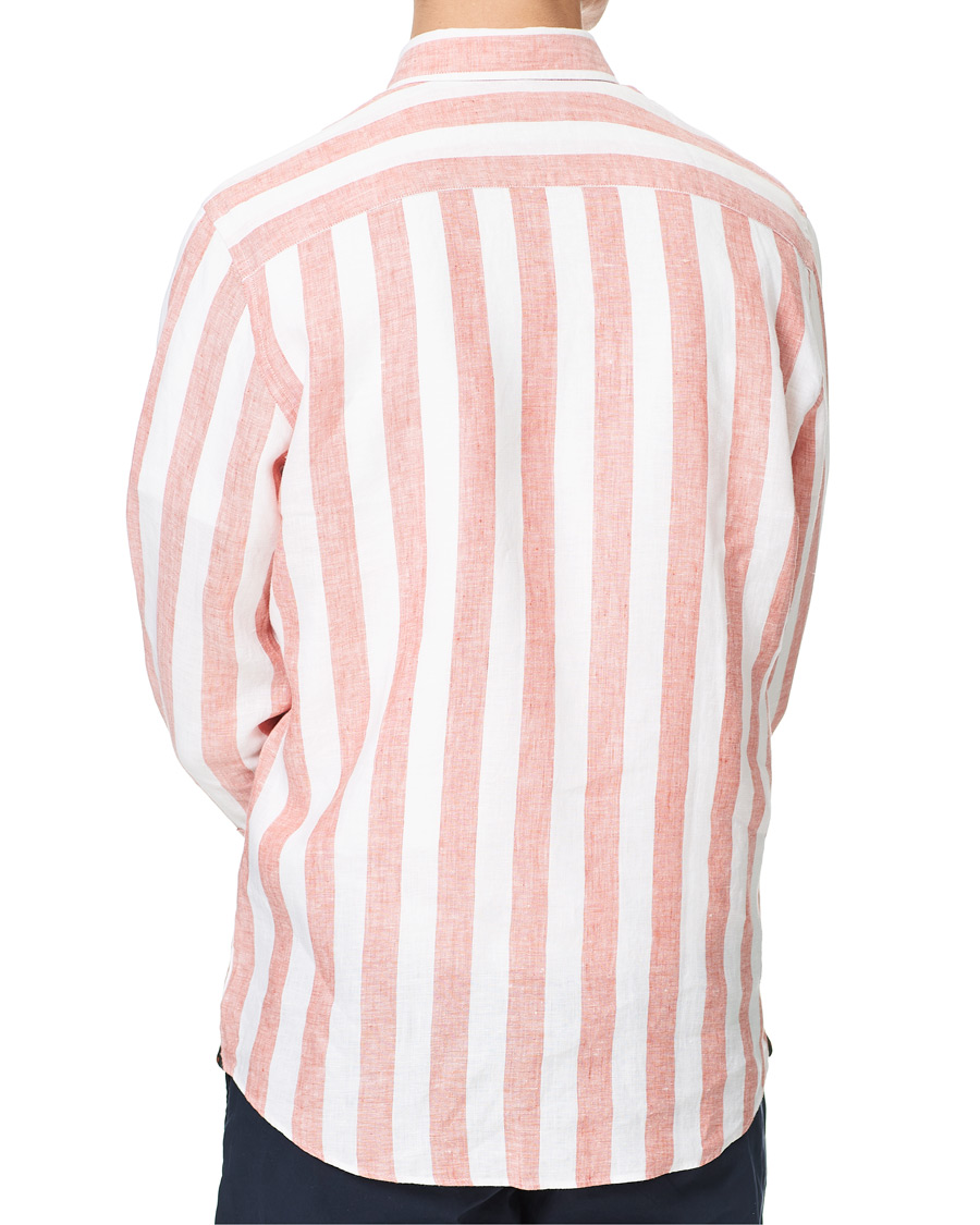 Men | Shirts | Morris | Douglas Striped Linen Button Down Shirt Orange