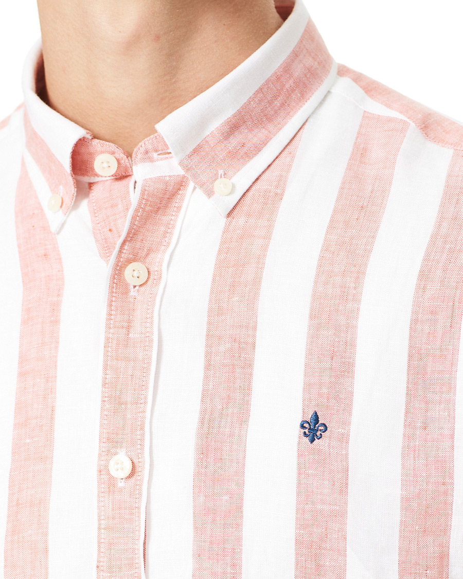 Men | Shirts | Morris | Douglas Striped Linen Button Down Shirt Orange