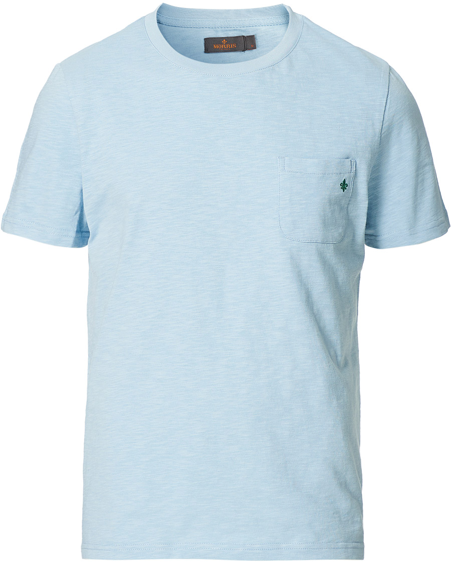Men | T-Shirts | Morris | Lily Slub Pocket Crew Neck Tee Light Blue