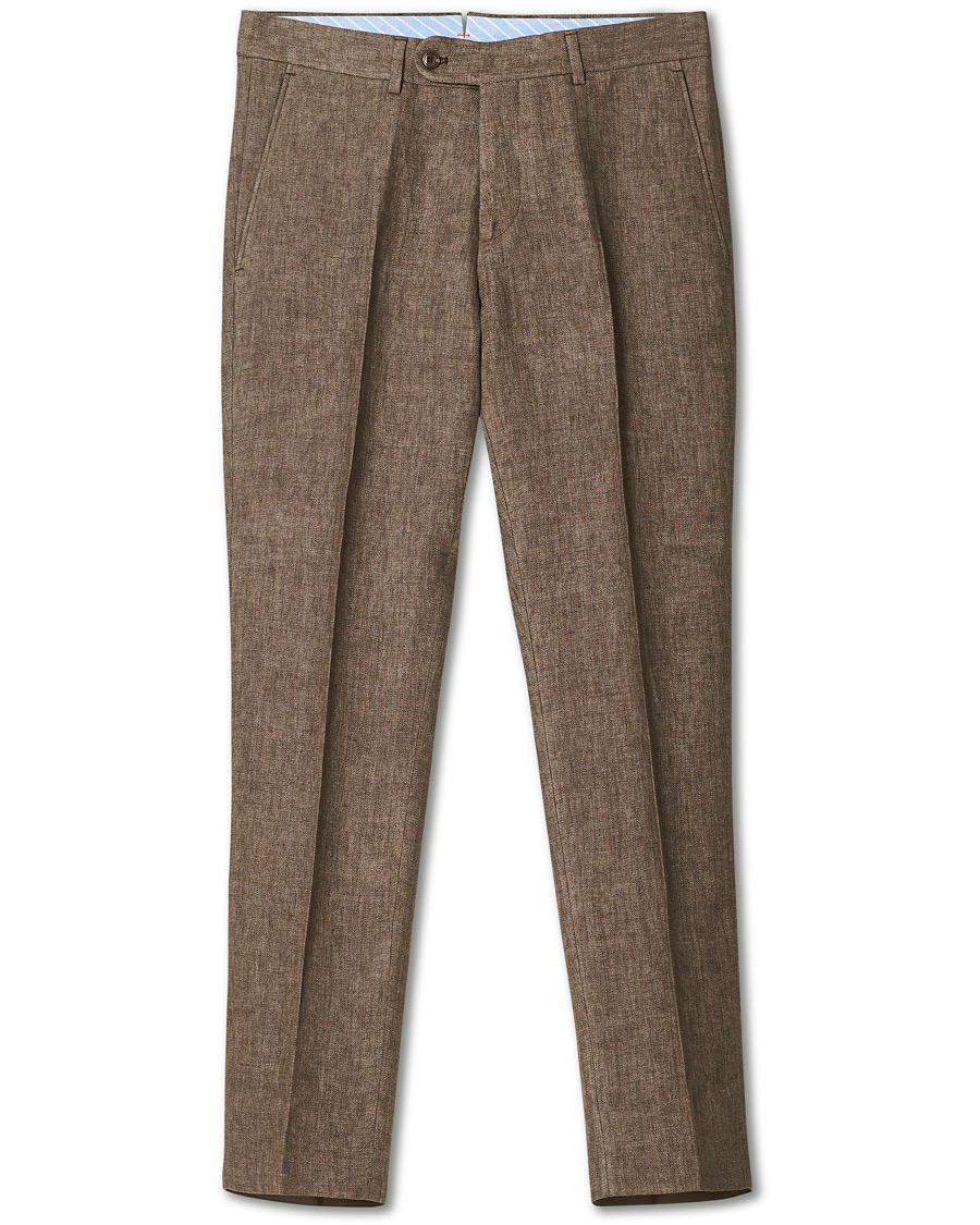 Men | Trousers | Morris | Rodney Linen Trousers Brown