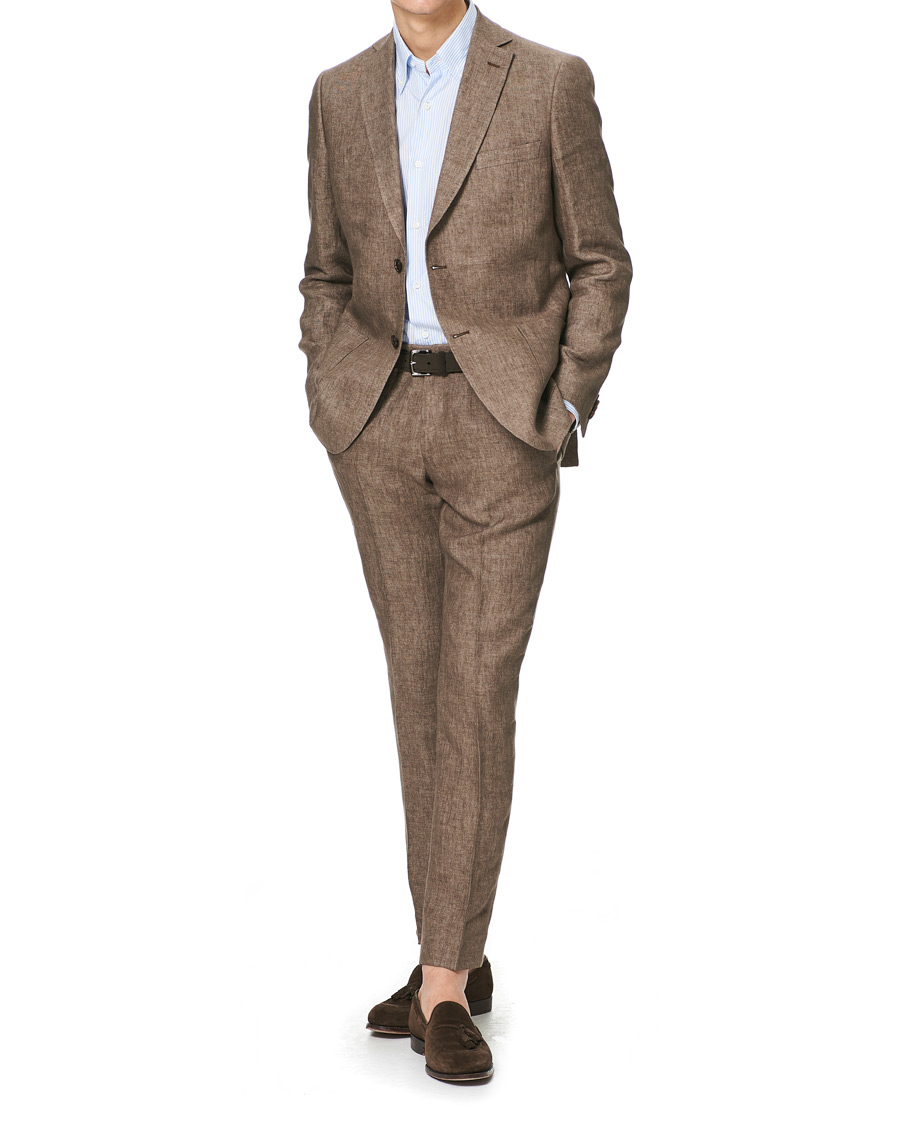 Men | Trousers | Morris | Rodney Linen Trousers Brown