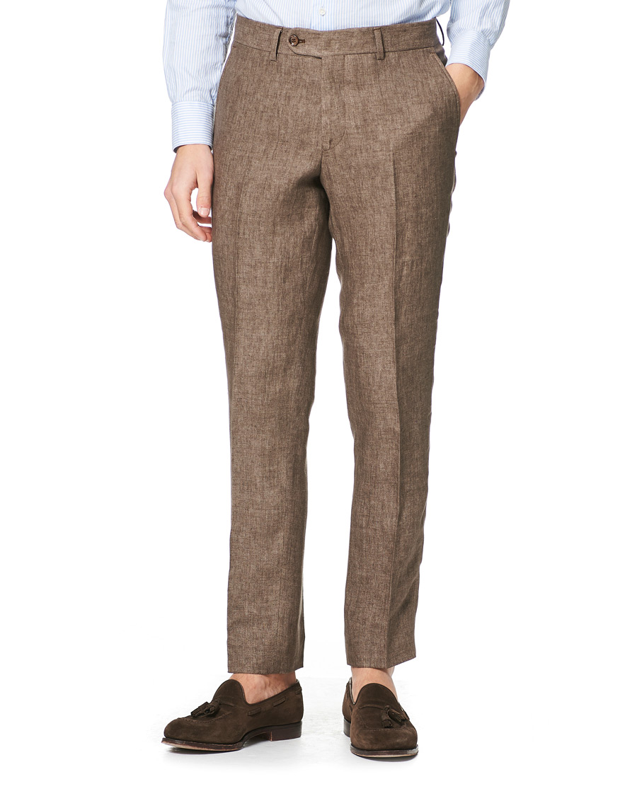 Men | Trousers | Morris | Rodney Linen Trousers Brown