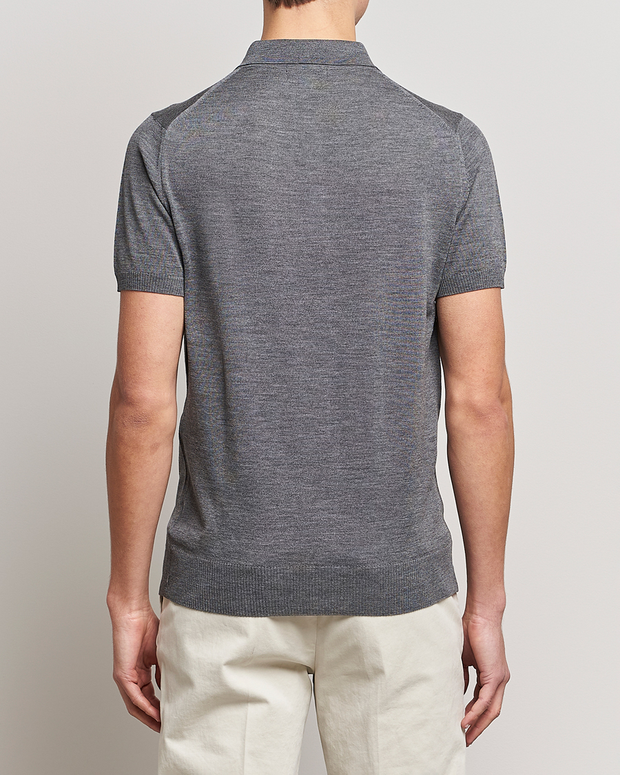 Men | Sweaters & Knitwear | Morris Heritage | Short Sleeve Knitted Polo Shirt Grey