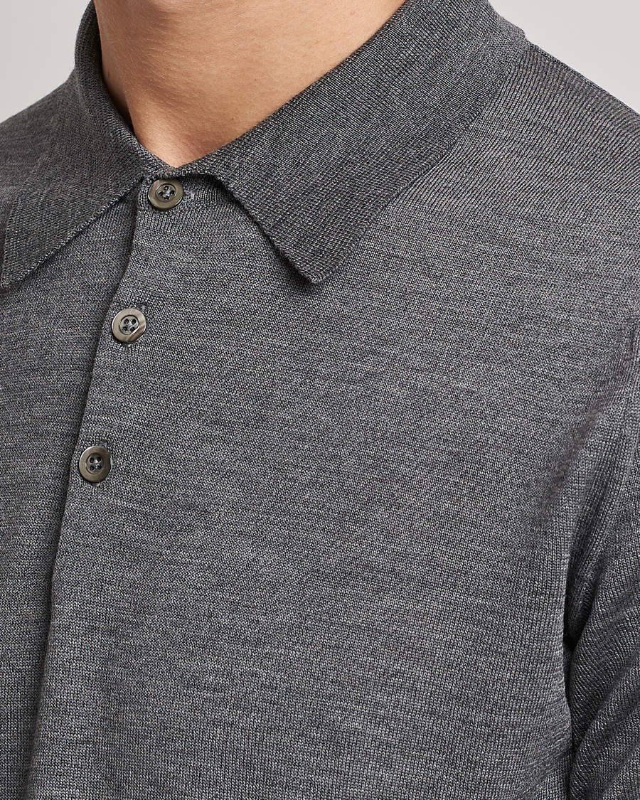 Men | Sweaters & Knitwear | Morris Heritage | Short Sleeve Knitted Polo Shirt Grey