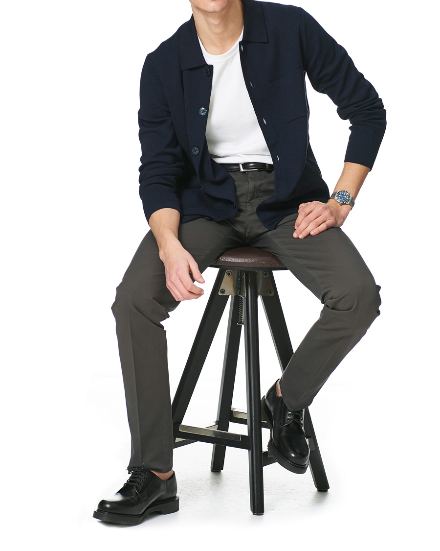 Men | Sweaters & Knitwear | Morris Heritage | Knitted Shirt Jacket Navy