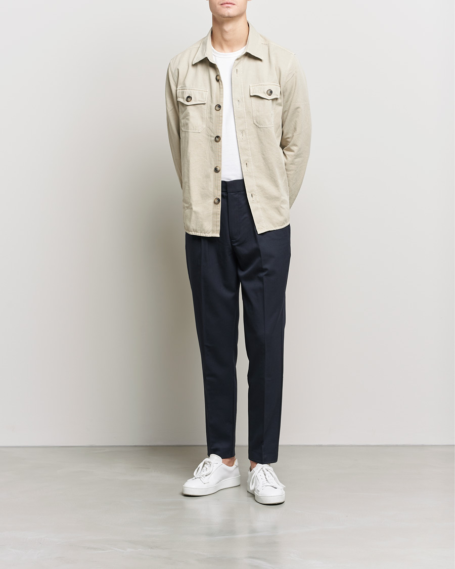 Men | Shirts | Morris | Sanford Light Cotton Overshirt Beige