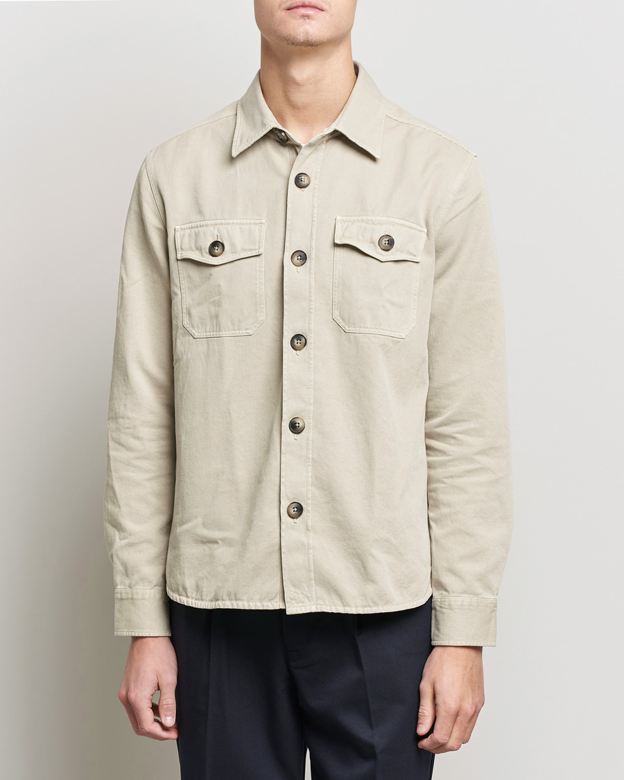 Men | Shirts | Morris | Sanford Light Cotton Overshirt Beige