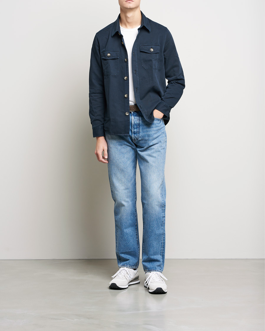 Men | Shirts | Morris | Sanford Light Cotton Overshirt Navy
