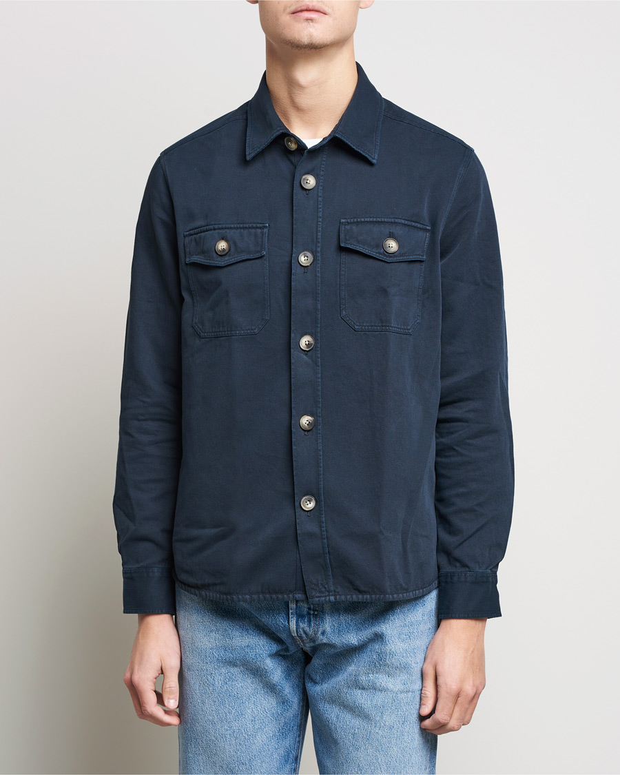 Men | Shirts | Morris | Sanford Light Cotton Overshirt Navy