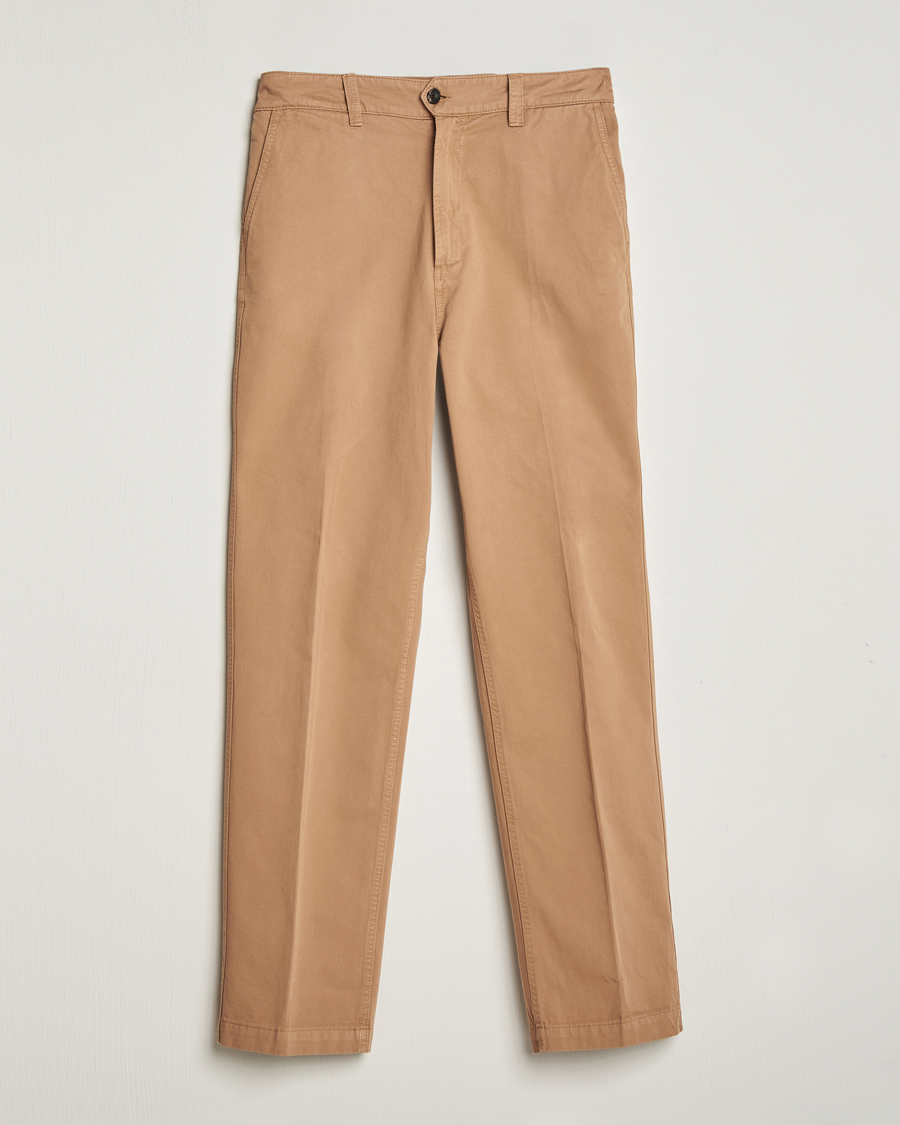 Men | Trousers | Drake's | Flat Front Cotton Chino Brown