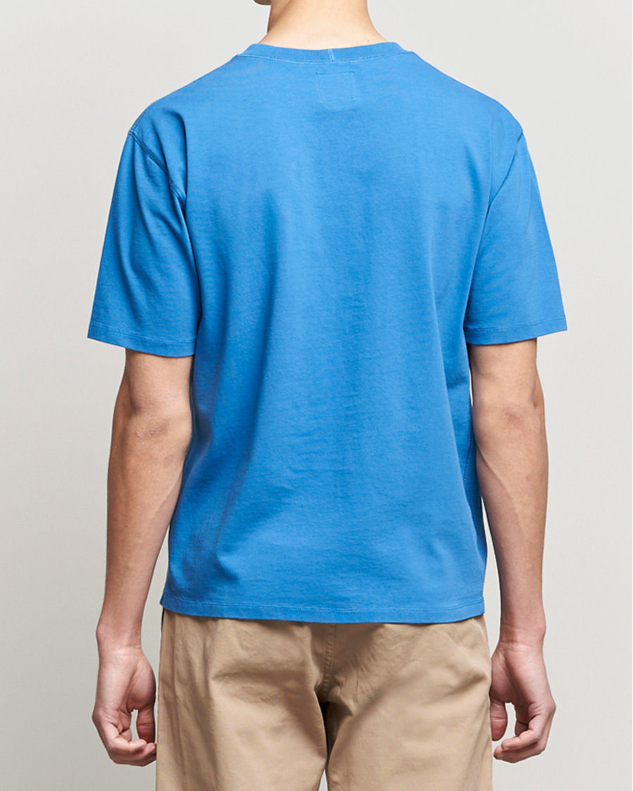 Men | T-Shirts | Drake's | Cotton Hiking Tee Blue