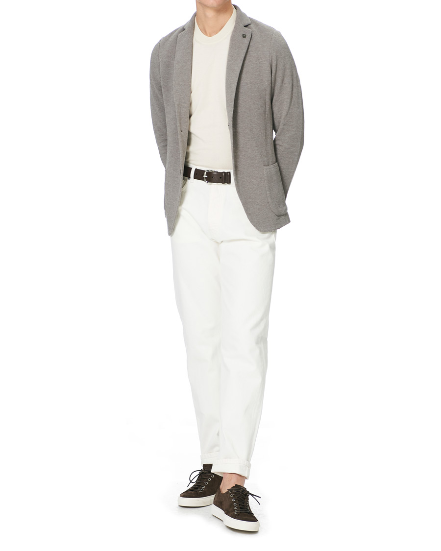 Men | Blazers | Gran Sasso | Structured Cotton/Linen Blazer Grey/Brown