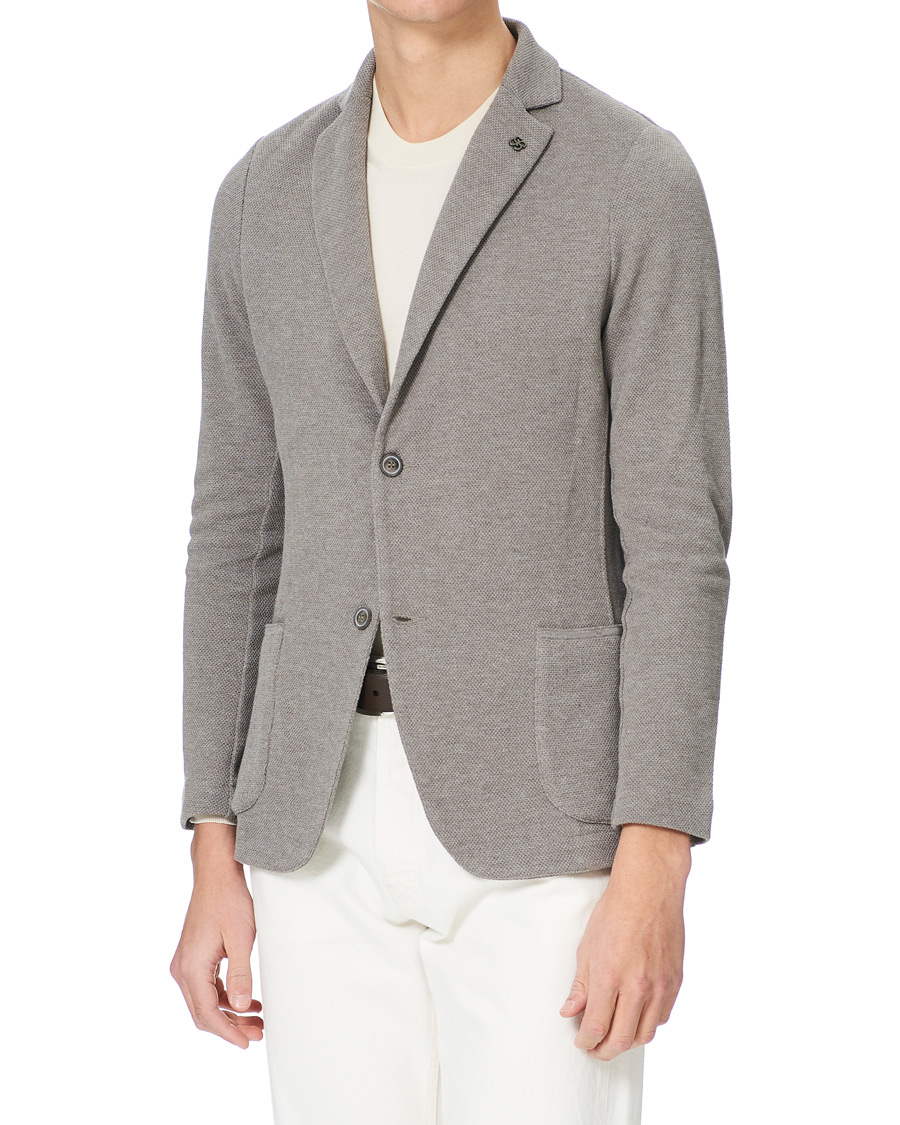 Men | Blazers | Gran Sasso | Structured Cotton/Linen Blazer Grey/Brown