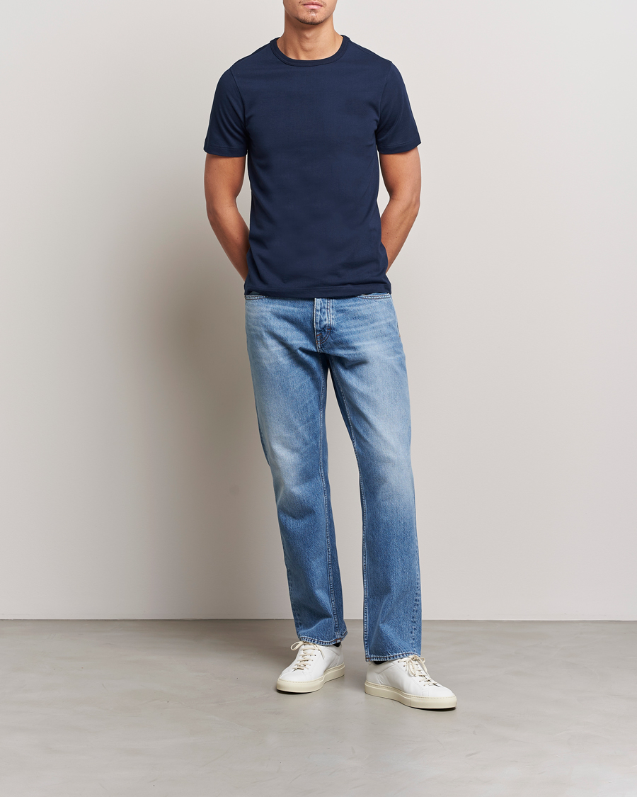 Men | T-Shirts | Merz b. Schwanen | 1950s Classic Loopwheeled T-shirt Ink Blue