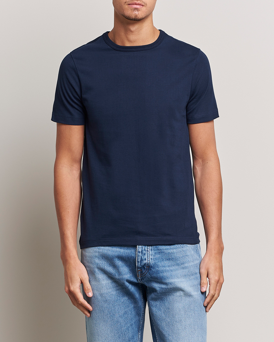 Men | T-Shirts | Merz b. Schwanen | 1950s Classic Loopwheeled T-shirt Ink Blue