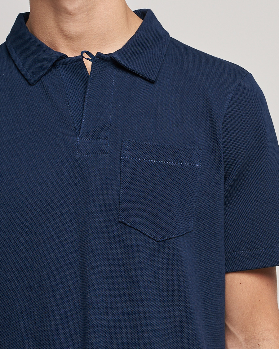 Men | Polo Shirts | Merz b. Schwanen | Organic Cotton Washed Polo Ink Blue