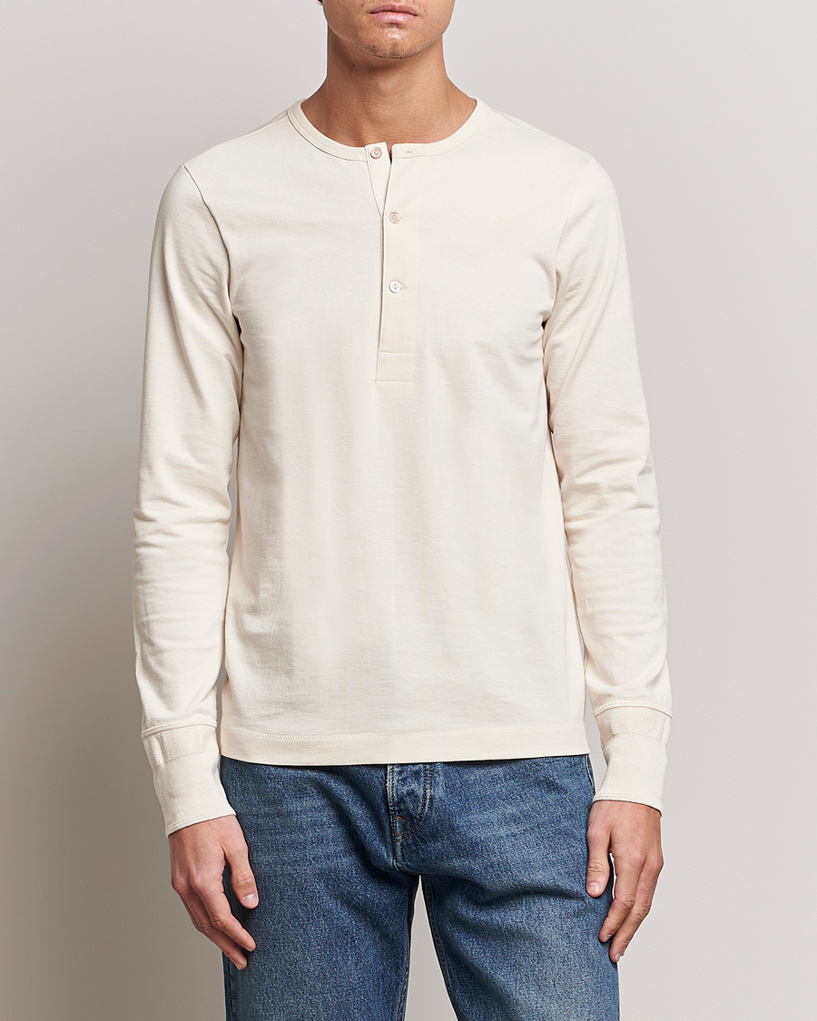 Men | Sweaters & Knitwear | Merz b. Schwanen | Classic Organic Cotton Henley Sweater Nature