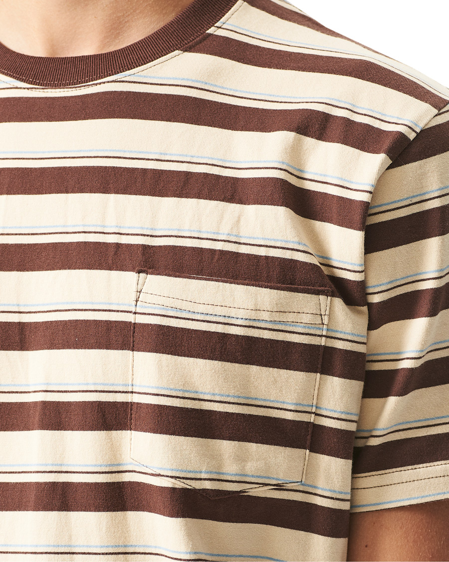 Men | T-Shirts | BEAMS PLUS | Striped Pocket Tee Beige