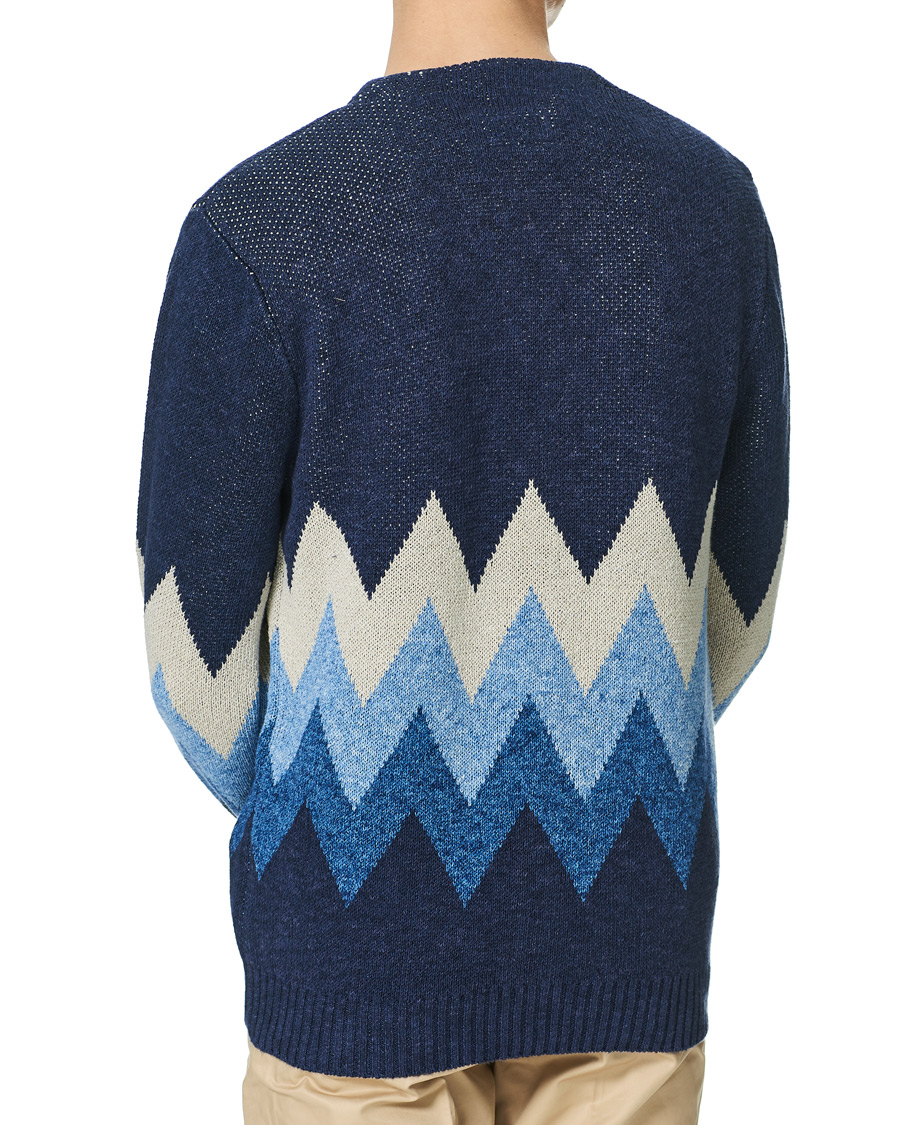 Men | Sweaters & Knitwear | BEAMS PLUS | Jacquard Cardigan Indigo Blue