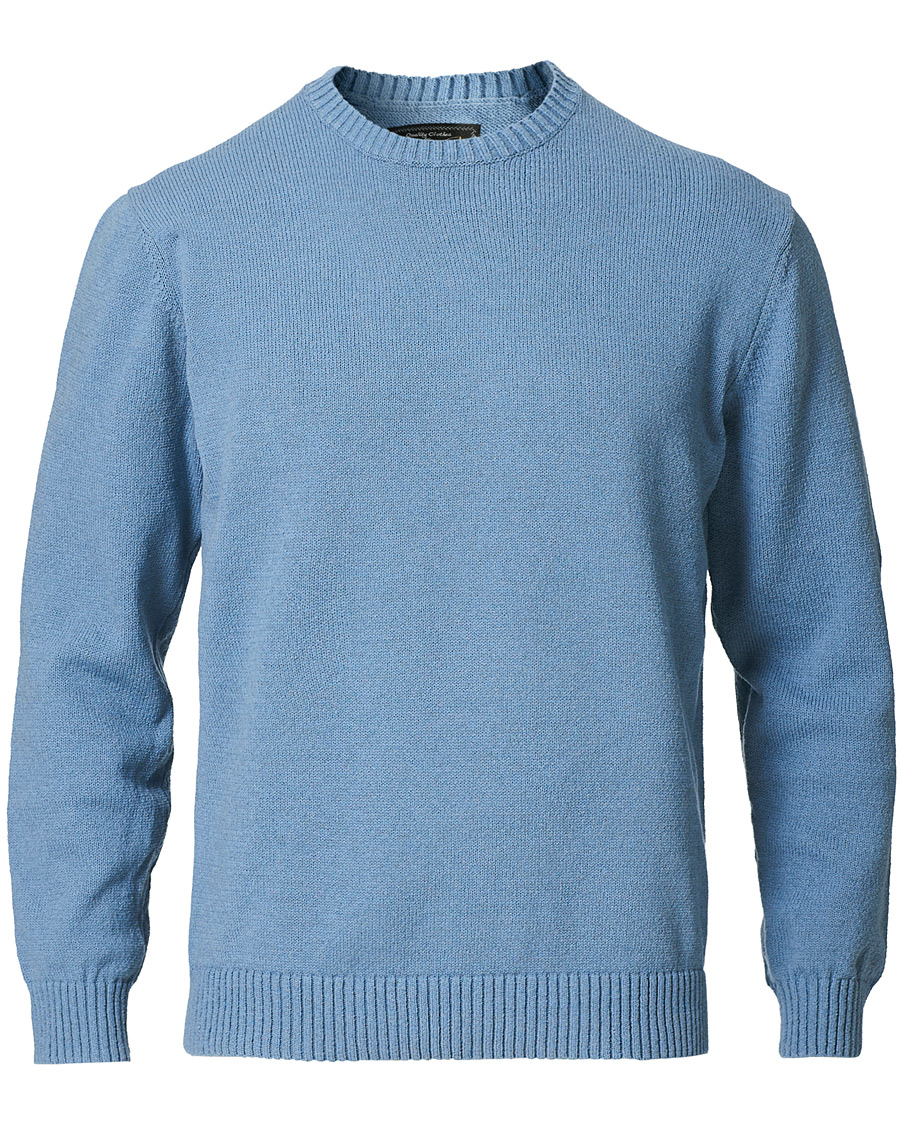 Men | Sweaters & Knitwear | BEAMS PLUS | Lily Yarn Crew Neck Sax Blue