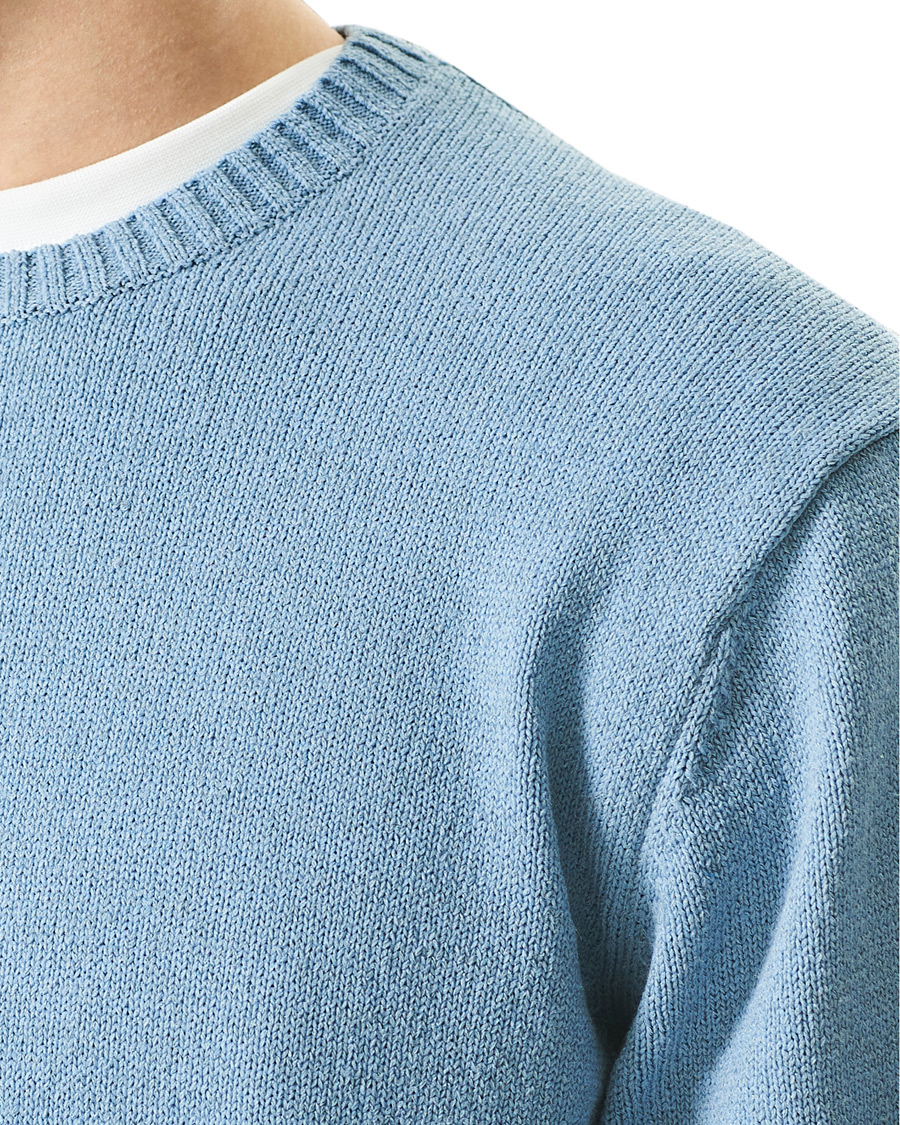 Men | Sweaters & Knitwear | BEAMS PLUS | Lily Yarn Crew Neck Sax Blue