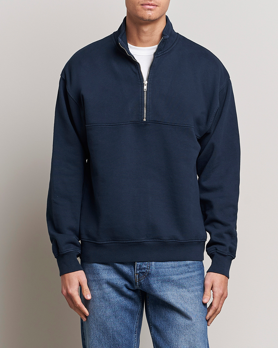 Men | Sweaters & Knitwear | Colorful Standard | Classic Organic Half-Zip Navy Blue